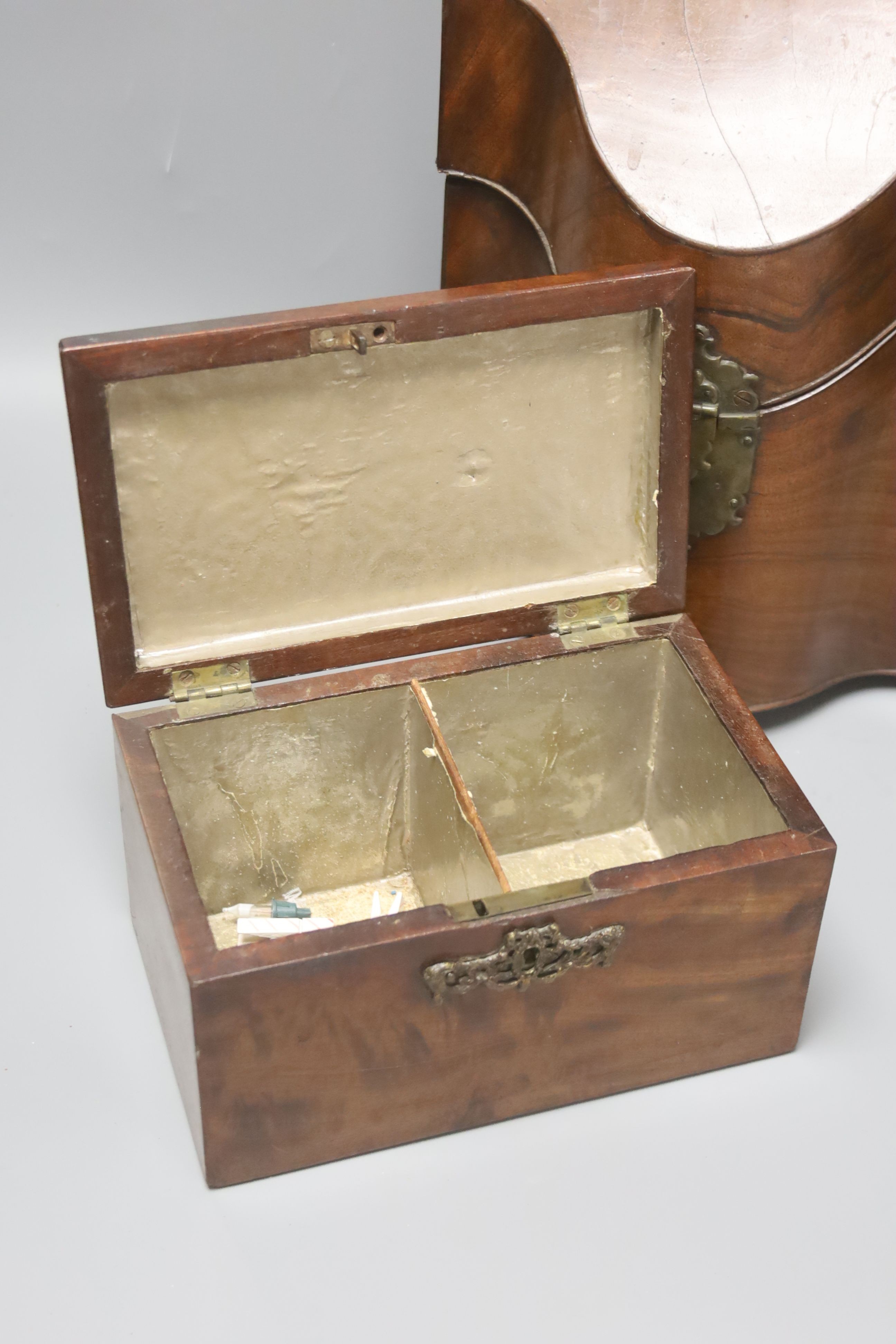 A George II mahogany knife box together with a George III mahogany tea caddy (2) 38cm
